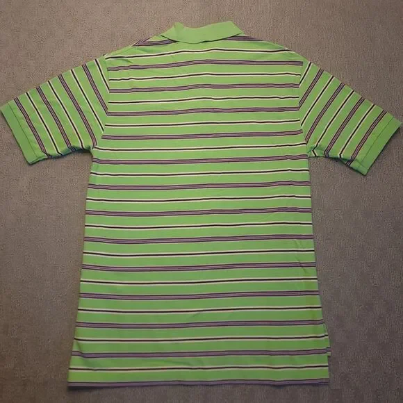 Polo Ralph Lauren Mens LT  Polo Shirt Green Striped Pony Golf Short Sleeve VTG - Picture 3 of 8